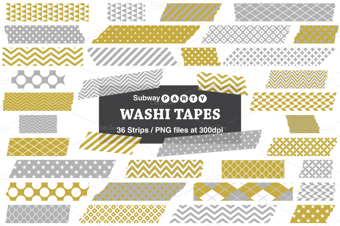 Gold   Silver Gray Washi Tape Strips   Objects On Creative Market