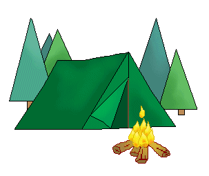 Large Green Tent Stylized Forest And Campfire