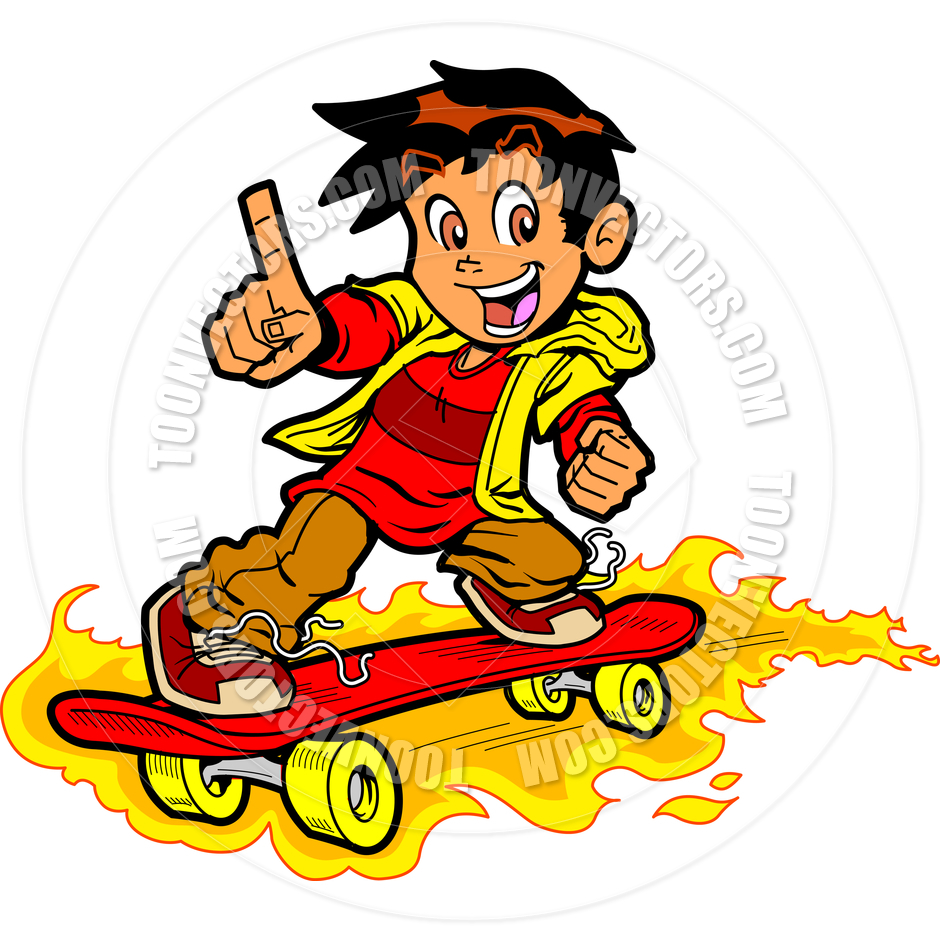 Skateboarder On Fire By Kenny Kiernan   Toon Vectors Eps  84959