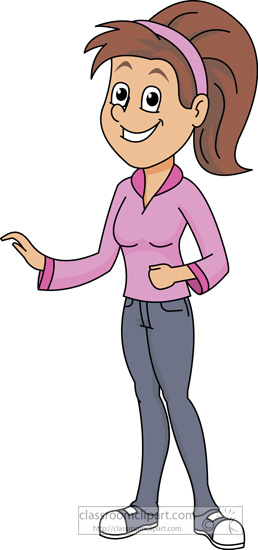 Teenage Girl Wearing Jeans Standing Clipart 9223   Classroom Clipart