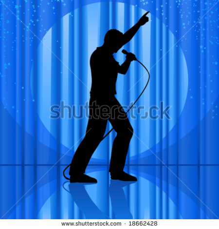 Vector Clip Art Illustration Of The Silhouette Of A Singer Singing To
