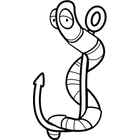 Worm Hook  Black And White Line Art