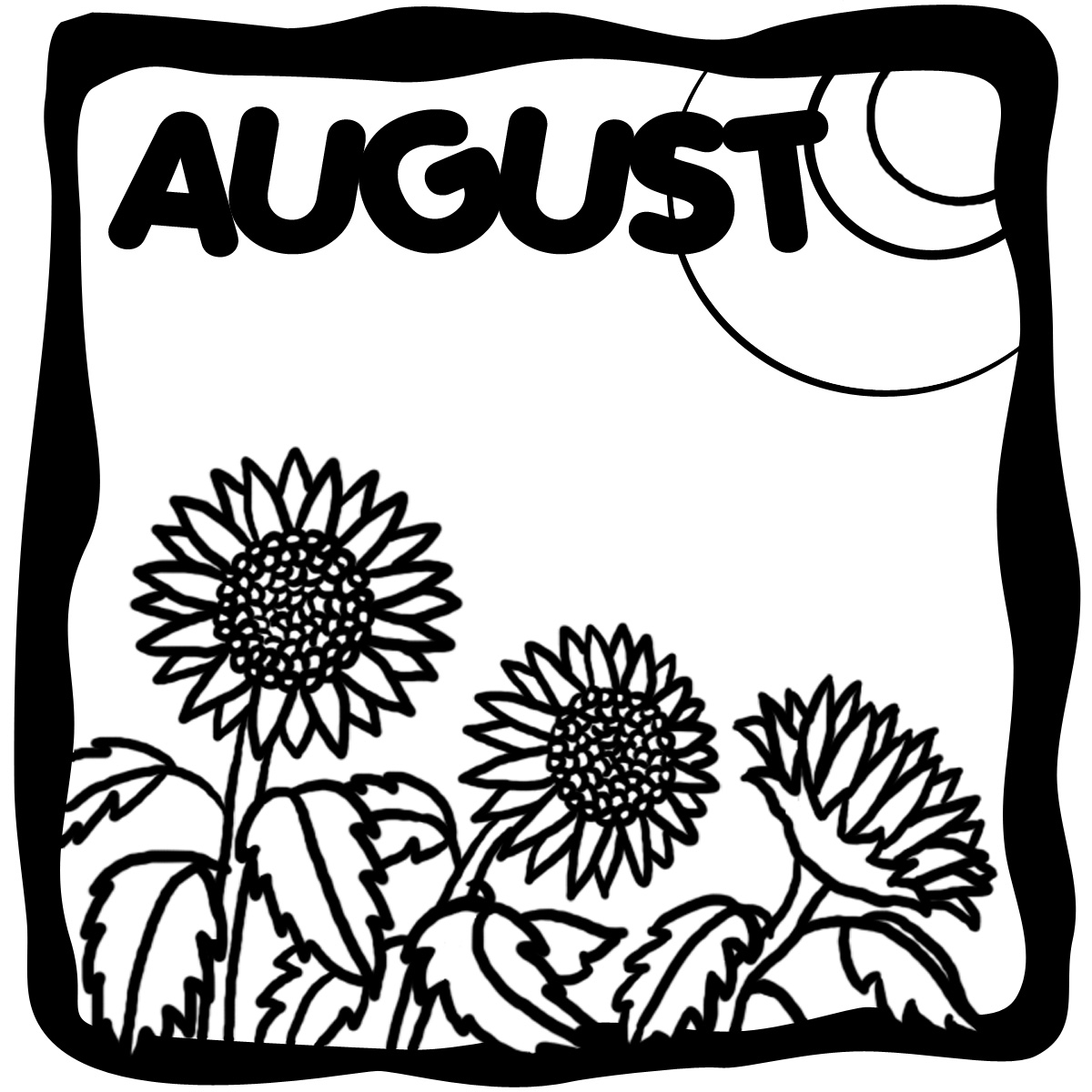 August Clip Art Illustration  B W    Month Of August Illustration