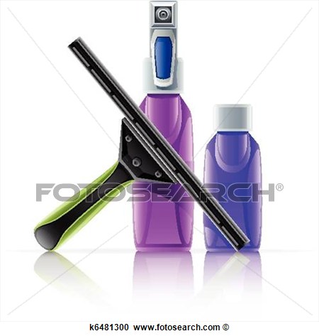 Cleaning Tool Squeegee Spray Bottle View Large Clip Art Graphic