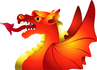 Clip Art Of A Fiery Orange Dragon With A Pointy Red Tongue 