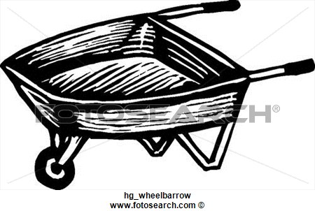 Clip Art Of Wheelbarrow Hg Wheelbarrow   Search Clipart Illustration