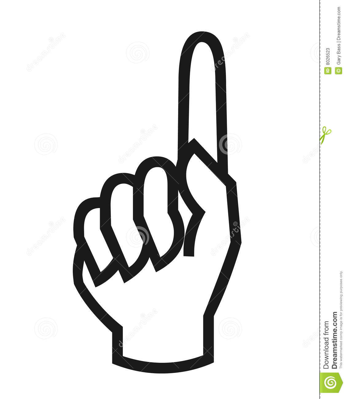 Closeup Of Finger Pointing Up Symbol On White Background 