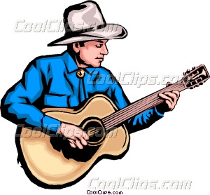 Cowboy Playing Guitar Vector Clip Art