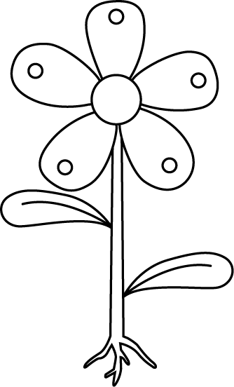 Flower With Roots Clip Art   Black And White Garden Flower With Roots