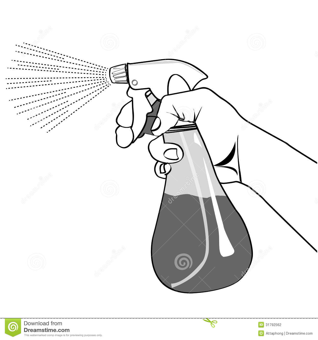 Hand Holding Spray Bottle Outline Vector Stock Photography   Image    