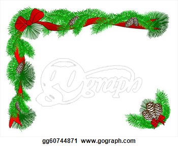 Of Red Ribbons Evergreen Boughs And Pinecones  Clip Art Gg60744871
