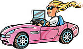 Woman Driving Fast Car Clip Art