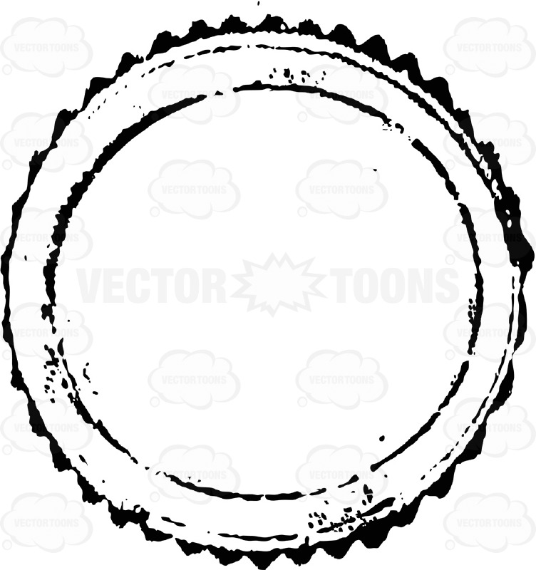 Blank Black And White Rubber Ink Stamp Circle Seal   Vector Graphics