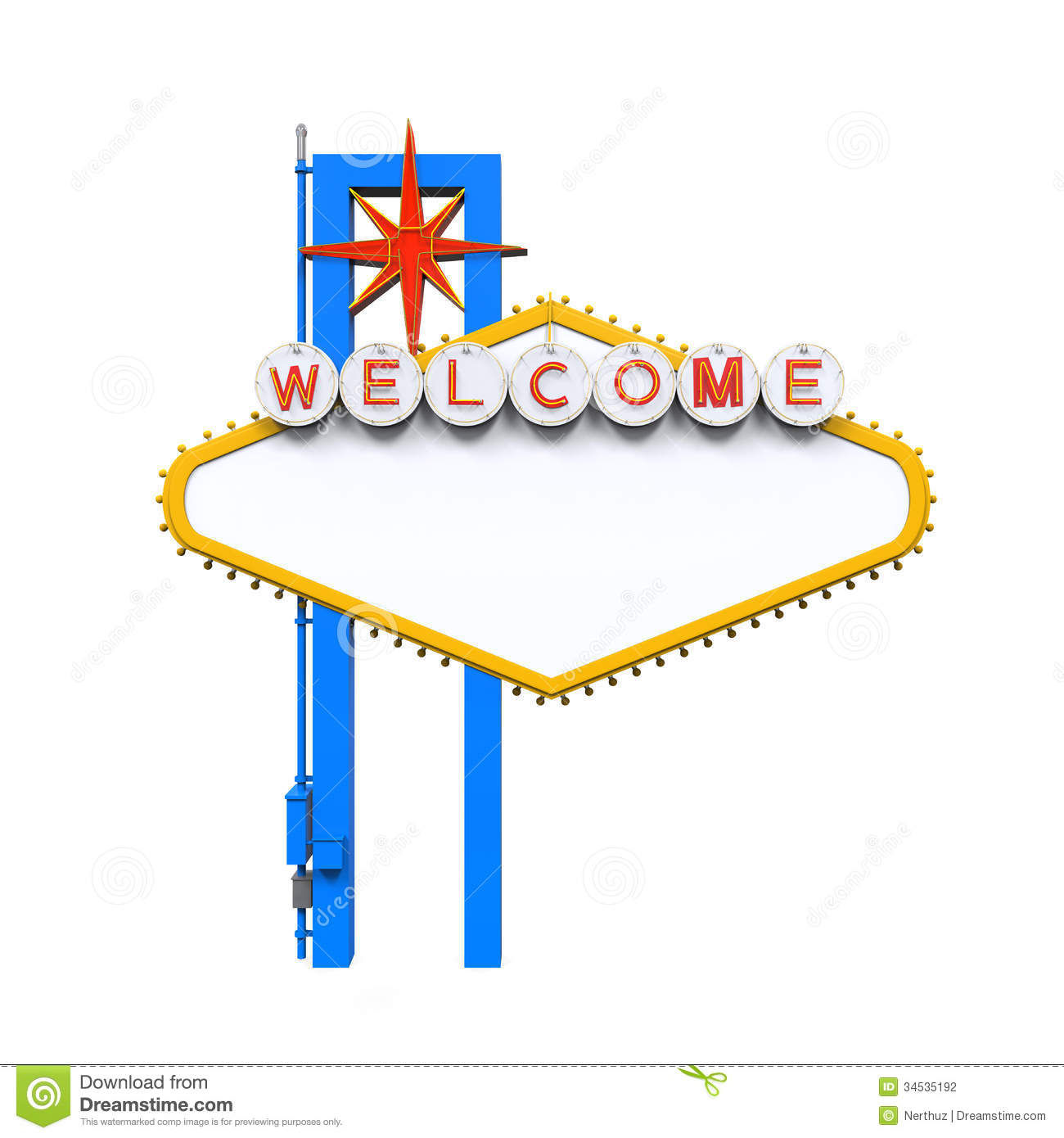 Blank Las Vegas Welcome Sign Isolated On White Background  3d Render 