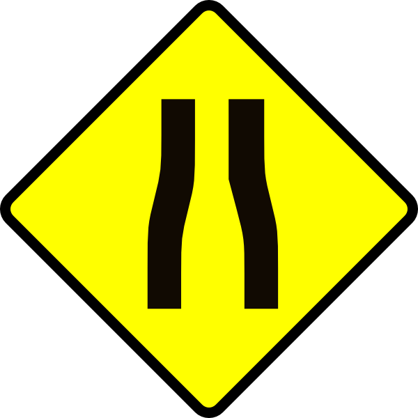 Caution Road Narrows Clip Art At Clker Com   Vector Clip Art Online