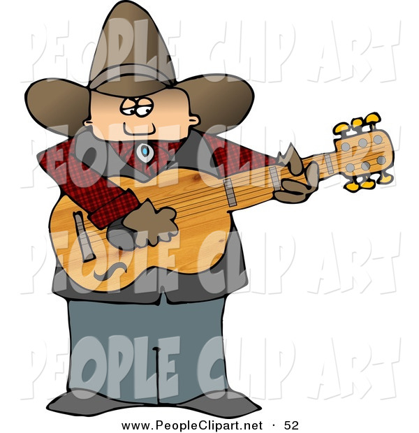 Clip Art Of A Bored Country Cowboy Playing An Acoustic Guitar By Djart    