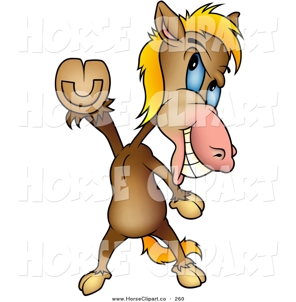 Clip Art Of A Happy Brown Horse Doing The Travolta Disco Dance Move By