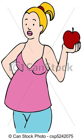 Clipart Vector Of Pregnant Woman Eating Apple   An Image Of A Pregnant