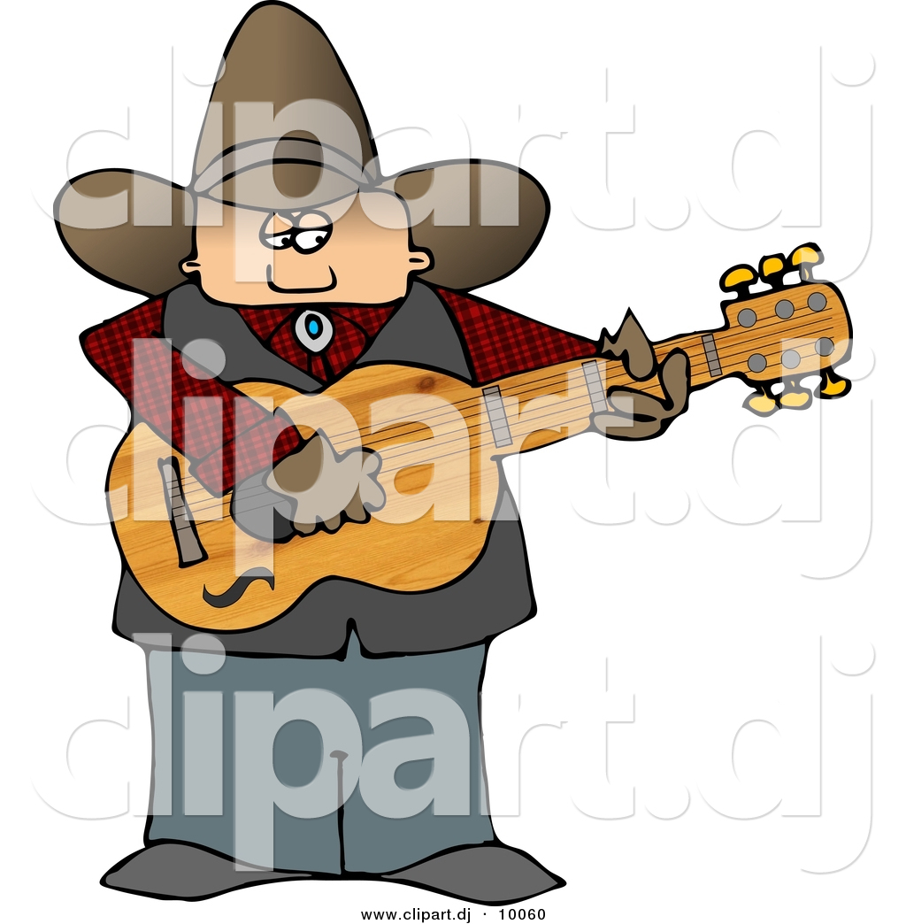 Country Clip Art Clipart Of A Cartoon Country Cowboy Playing A Guitar