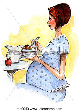 Drawing   A Pregnant Woman Eating Cereal  Fotosearch   Search Clipart