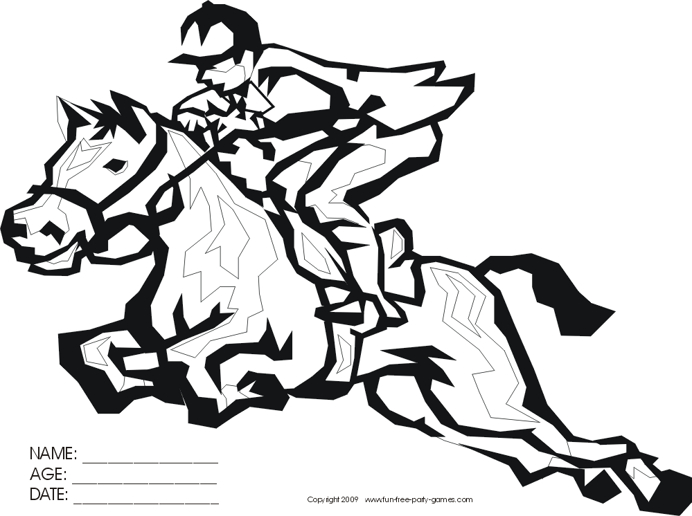 Free Coloring Activity  Cartoon Horse With Rider Jumping By Fun Free