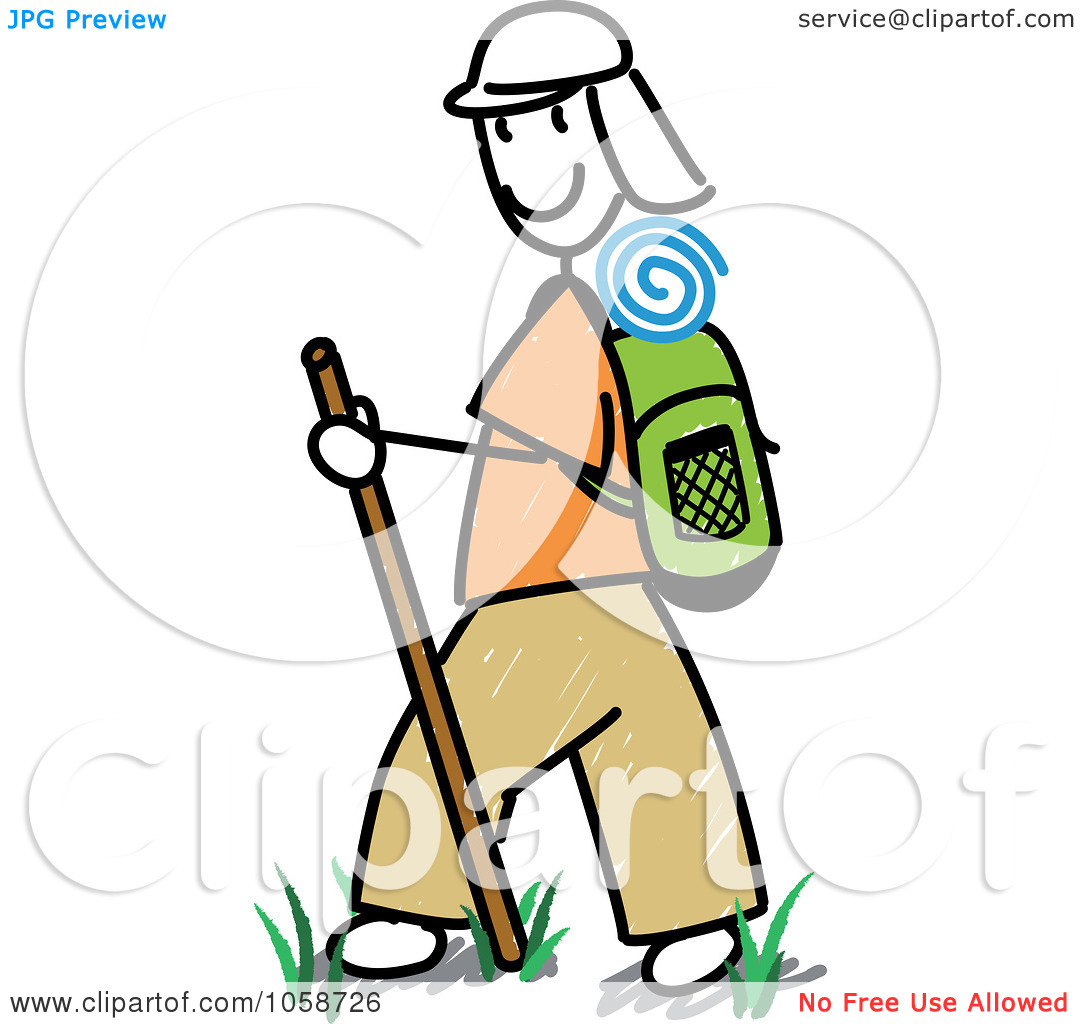 Free Vector Clip Art Illustration Of A Stick Man Hiking By Frog974
