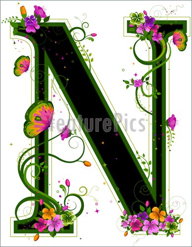 Illustration Of Floral Alphabet With Clipping Path