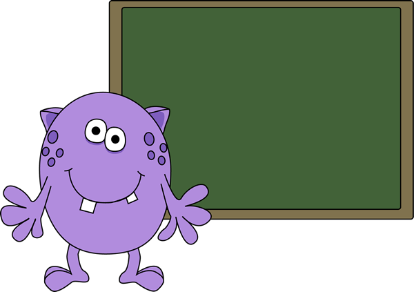 Monster At Chalkboard Clip Art Image   Purple Monster Standing Near A