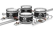 Oil Storage Tank And Pipeline   Royalty Free Clip Art