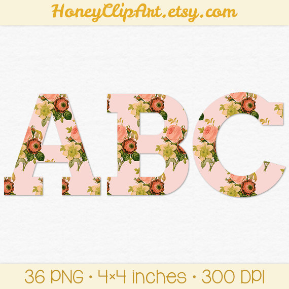 Pink Floral Letter Clipart Floral Alphabet Clip By Honeyclipart