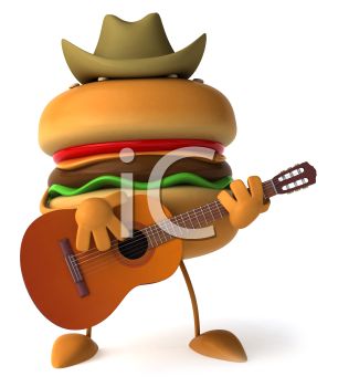 Playing Guitar Wearing A Cowboy Hat   Royalty Free Clipart Image