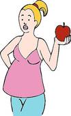 Pregnant Woman Eating Apple   Royalty Free Clip Art