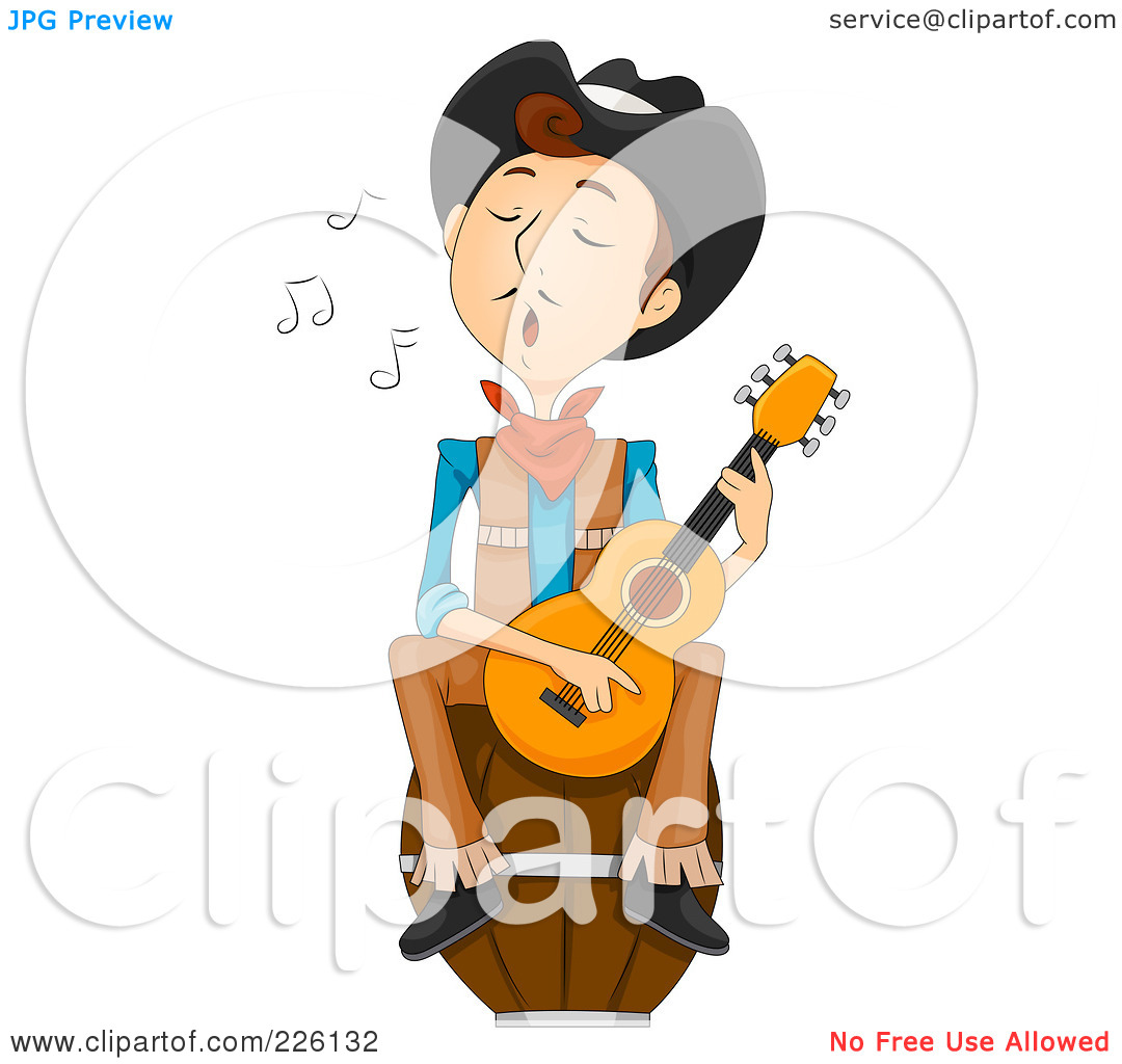 Rf  Clipart Illustration Of A Wild West Cowboy Singing And Playing