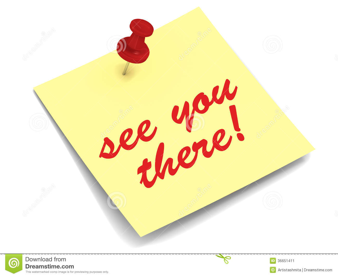 See You There Sticky Note Pinned On White Background 