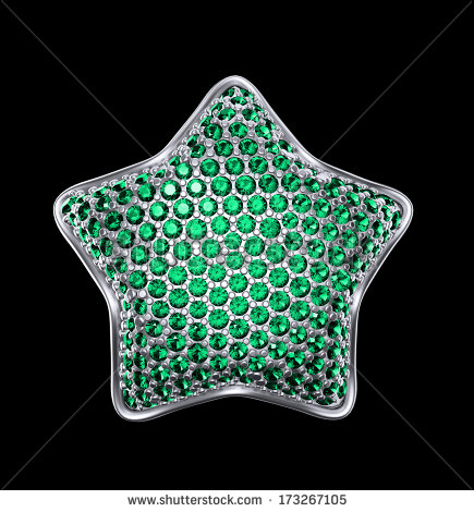 Star With Emerald Green Crystals Clip Art Isolated On Black Clipart