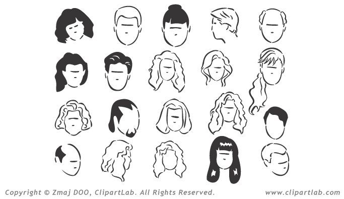 Vector Art Clipart Collection Vol  2  Haircuts   Preview