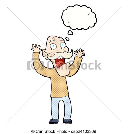 Vector Clipart Of Cartoon Old Man Getting A Fright With Thought Bubble