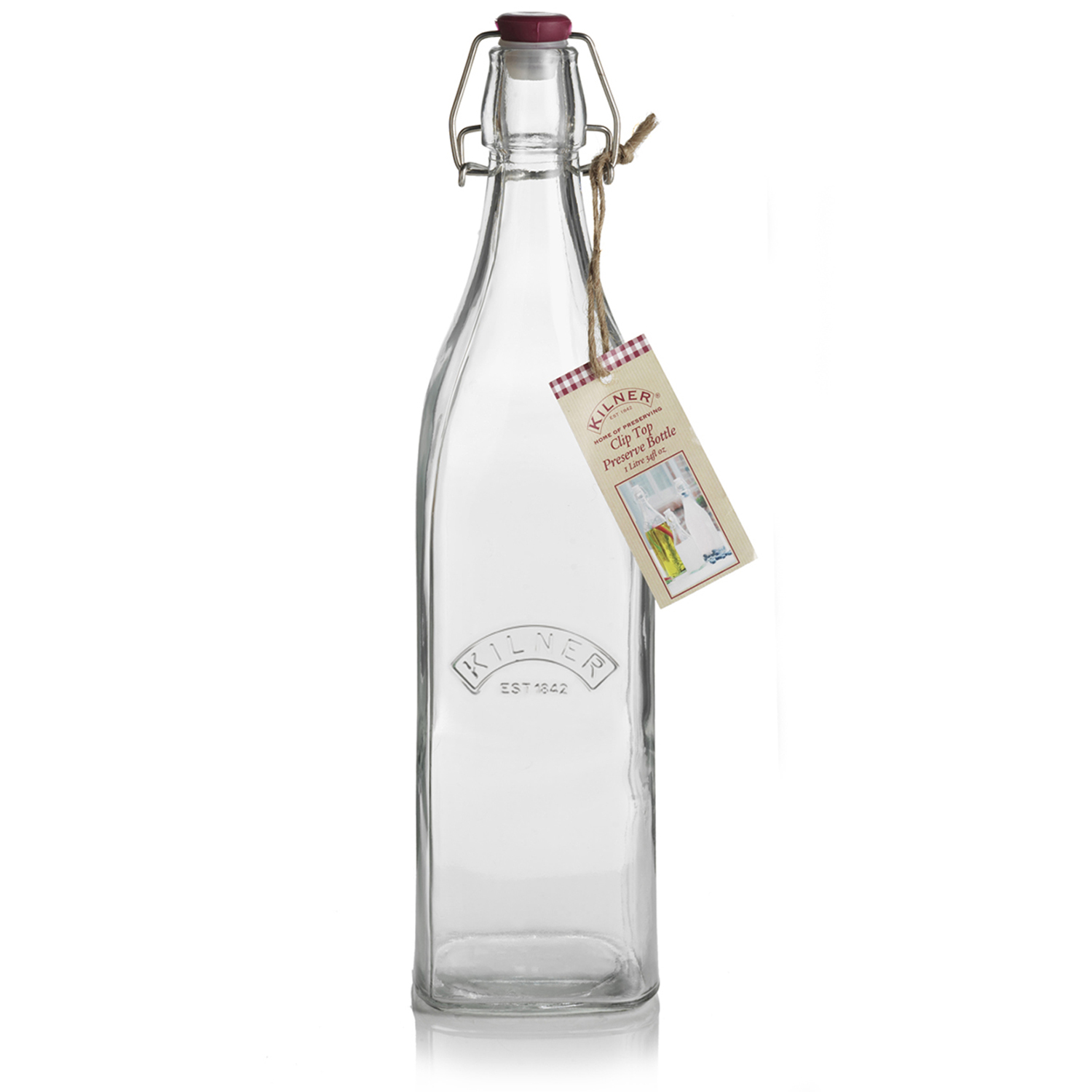 12 X Kilner 1 0 Litre Square Clip Top Glass Preserve Bottles