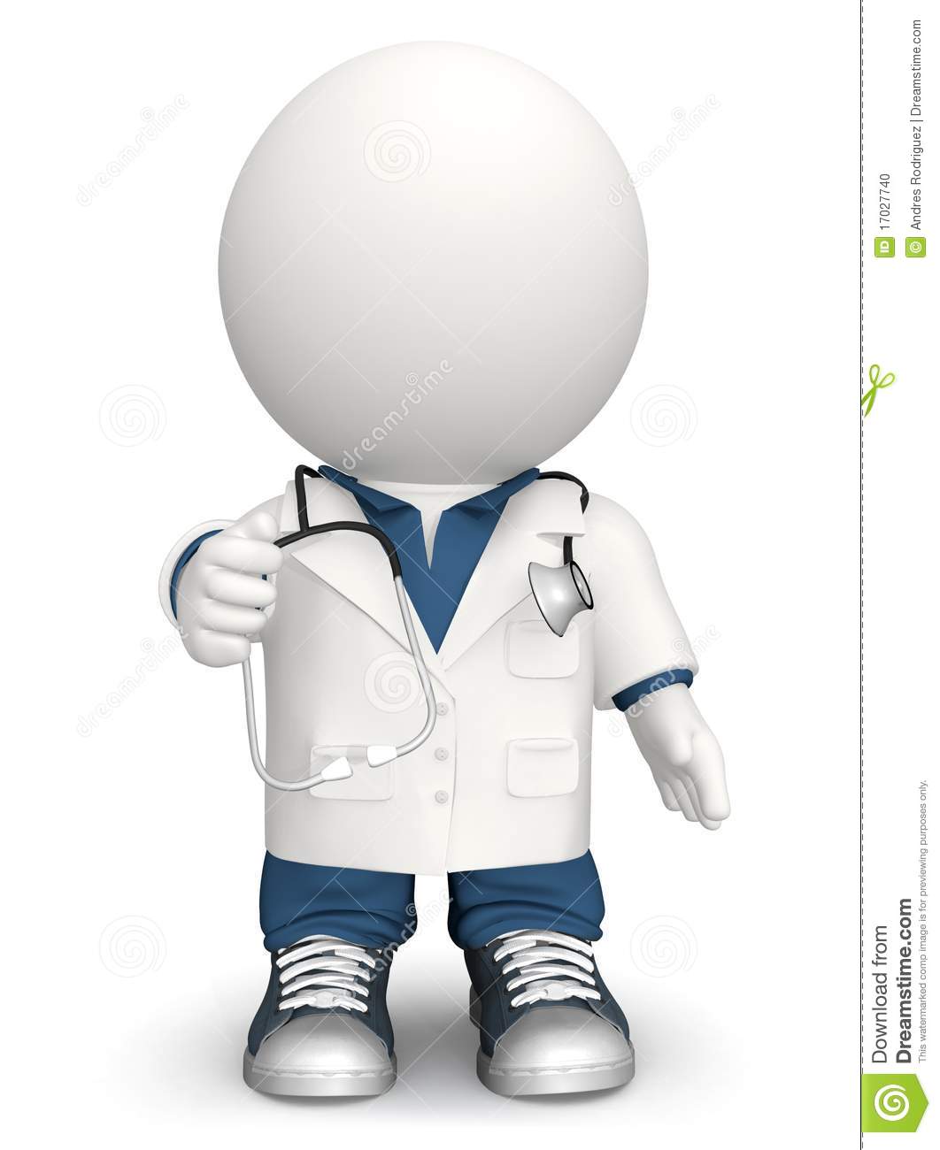 3d Doctor With A Stethoscope   Isolated Over A White Background 