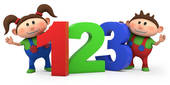 Boy And Girl With 123 Numbers   Clipart Graphic
