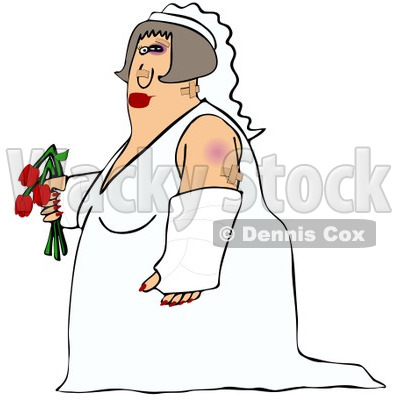 Bruise Clipart 1127103 Cartoon Of A Battered Wife Bride With Bruises A    
