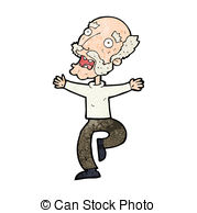 Cartoon Old Man Having A Fright Stock Illustration