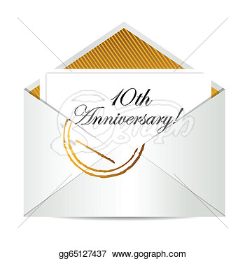Clip Art   Happy 10th Anniversary Gold Mail Letter  Stock Illustration