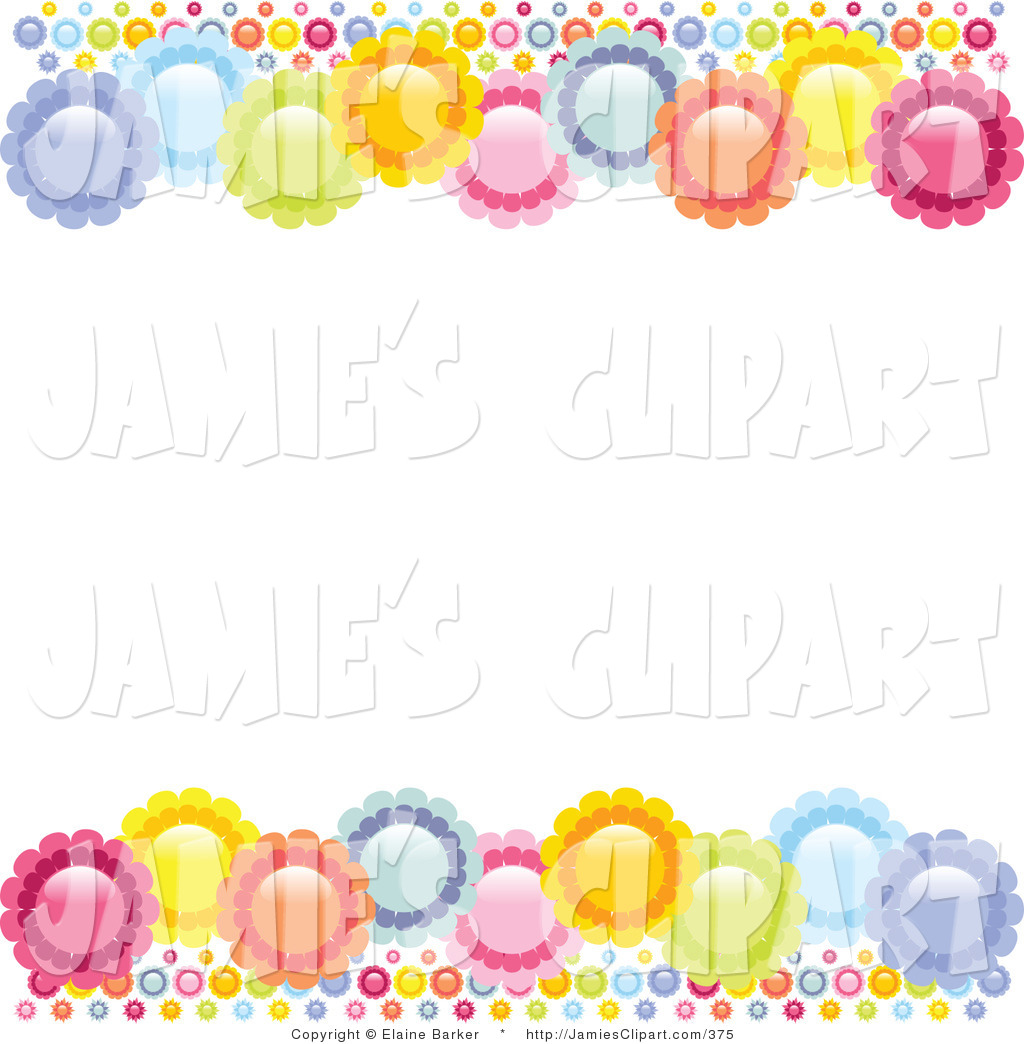 Clip Art Of Purple Blue Green Orange Pink And Yellow Flowers    