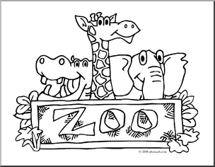 Clip Art  Zoo Graphic  Coloring Page    Preview 1