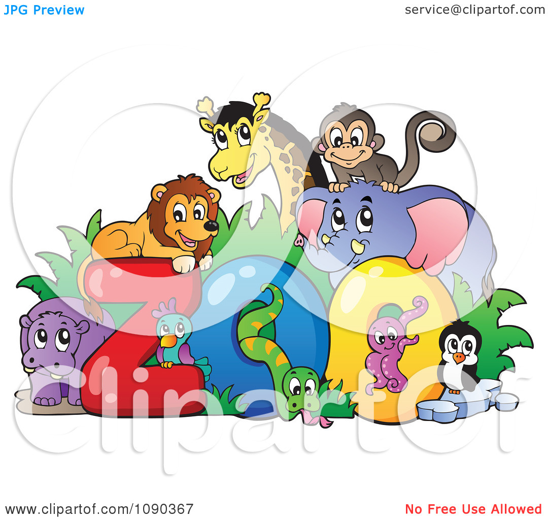 Clipart Animals Around The Word Zoo   Royalty Free Vector Illustration