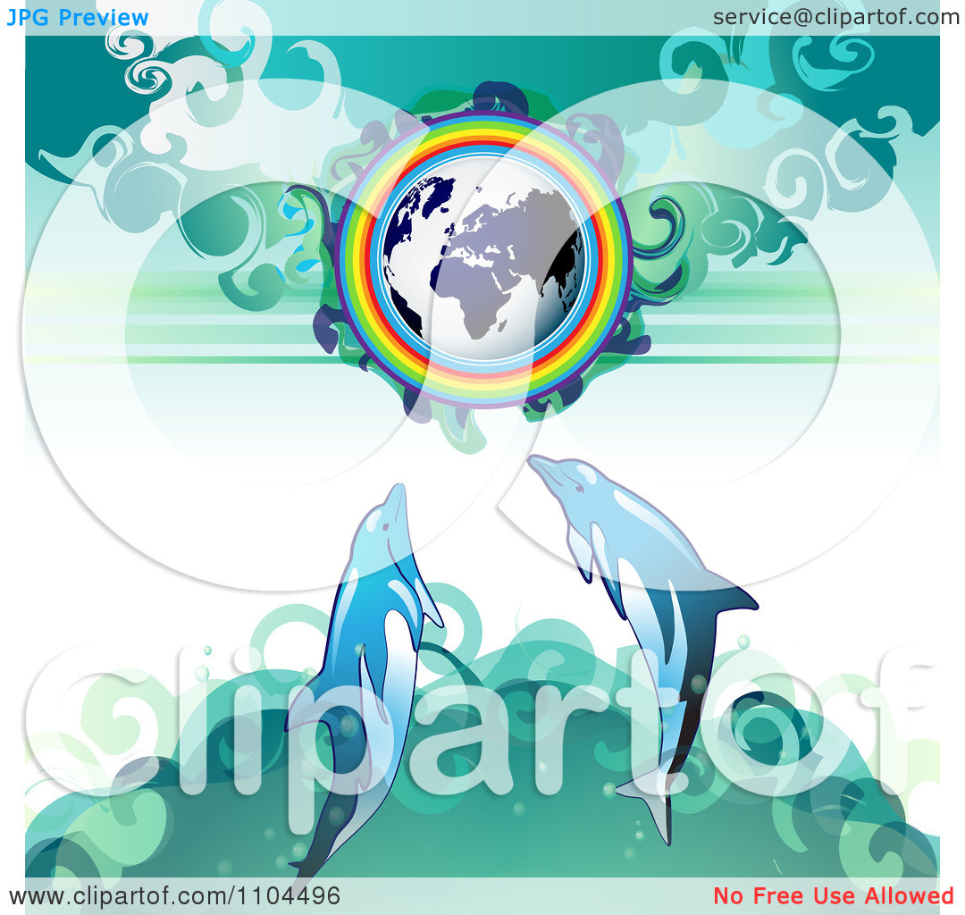 Clipart Globe With A Rainbow And Dolphins 2   Royalty Free Vector