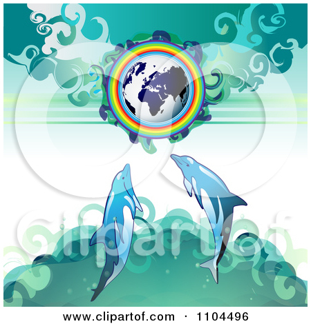 Clipart Globe With A Rainbow And Dolphins 4   Royalty Free Vector