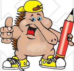 Clipart Illustration Of An Outgoing Echidna Wearing Shoes And A Hat