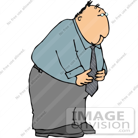Clipart Of A Middle Aged Caucasian Man Standing In A Blue Shirt Tie